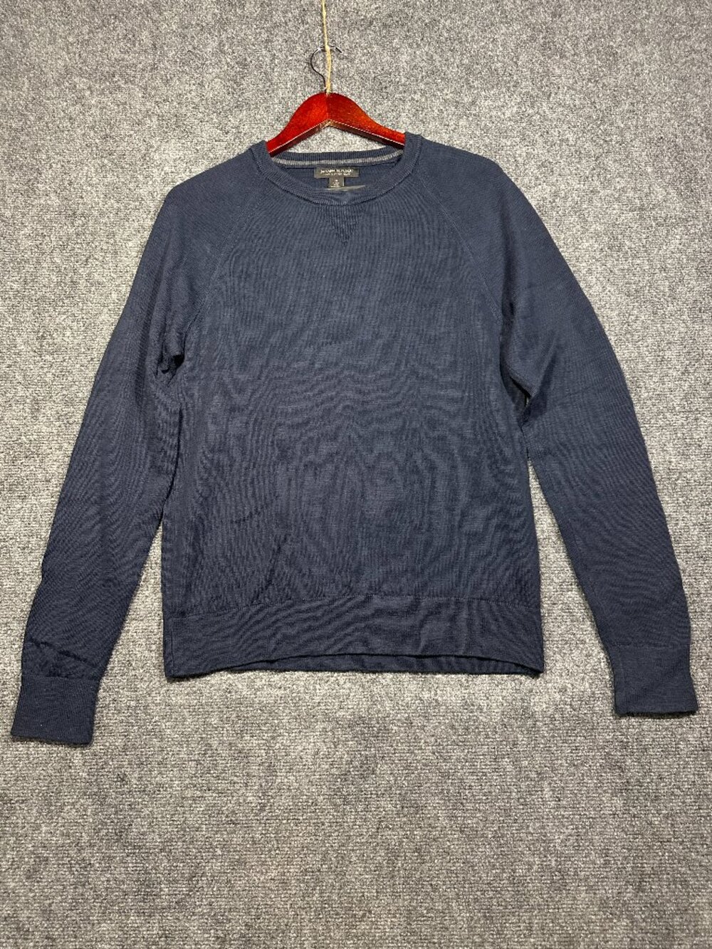 Banana Republic Sweater Mens Small Blue Cotton Slub Knit Pullover Ribbed Hem